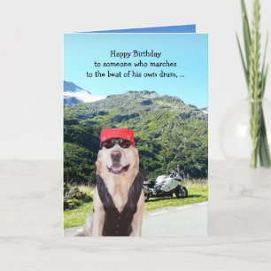 おもしろい犬/ラボ誕生日(男性用バイクもしくは自転車に乗る人) カード