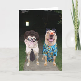 おもしろい犬/研究所、人間としてのハロウィーン カード
