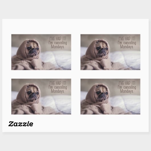 おもしろい犬 長方形シール (シート)