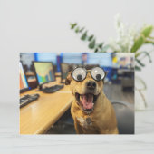 おもしろい犬Googly Eyes、カラフル、ハッピーフォトカード サンキューカード (スタンド正面)
