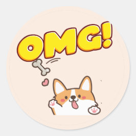 おもしろい犬OMG ラウンドシール