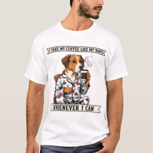 おもしろい犬Tシャツコーヒー&昼寝ペット親ユーモア Tシャツ