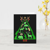 おもしろい狩り鹿とエルクハンタークリスマスツリーHun カード (黄色い花)