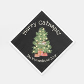 おもしろい猫がチストマの木に登メリーる猫!ブラック スタンダードランチョンナプキン (角)