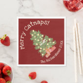 おもしろい猫がチストマの木に登メリーる猫！レッド スタンダードランチョンナプキン (インサイチュ)