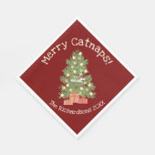 おもしろい猫がチストマの木に登メリーる猫！レッド スタンダードランチョンナプキン (角)