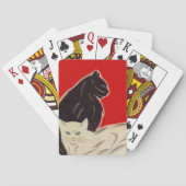 おもしろい猫が赤い白いよくはしゃぐ黒を子猫に産む トランプ (裏面)