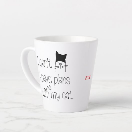 おもしろい猫との予定が立っていない カフェラテマグ (左アングル)