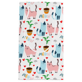 おもしろい猫とネズミとハート スモールペーパーバッグ