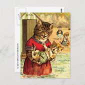 おもしろい猫とビーチ- Louis Wain ポストカード (正面/裏面)