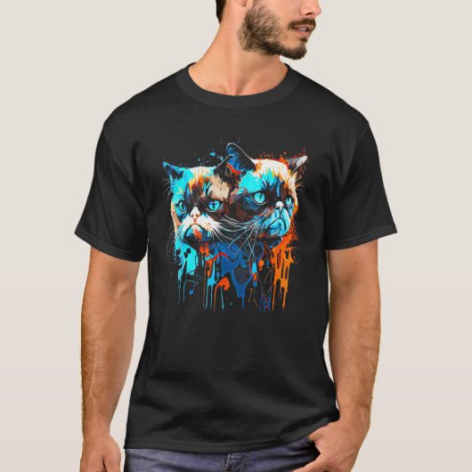おもしろい猫のイラスト グラフィック ねこ好きに贈るグッズ Tシャツ (正面)