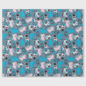 おもしろい猫オンブルー ラッピングペーパー (フラット)