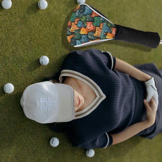 おもしろい猫カラフル ゴルフヘッドカバー