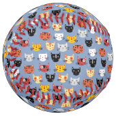 おもしろい猫パターン青 ソフトボール (正面左)