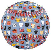 おもしろい猫パターン青 ソフトボール (裏面)