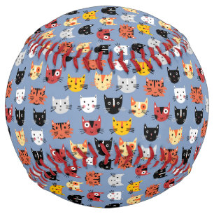 おもしろい猫パターン青 ソフトボール