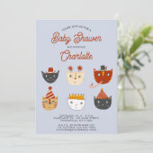 おもしろい猫パーソナライズされた赤ちゃんシャワー 招待状 (スタンド正面)