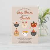 おもしろい猫パーソナライズされた赤ちゃんシャワー 招待状 (スタンド正面)