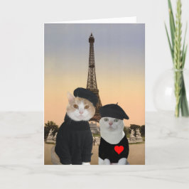 おもしろい猫フランスの/子猫バレンタインデー シーズンカード