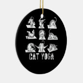 おもしろい猫ヨガ愛らしい猫ヨガの立場に セラミックオーナメント (右)