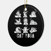 おもしろい猫ヨガ愛らしい猫ヨガの立場に セラミックオーナメント (左)