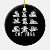 おもしろい猫ヨガ愛らしい猫ヨガの立場に セラミックオーナメント (裏面)
