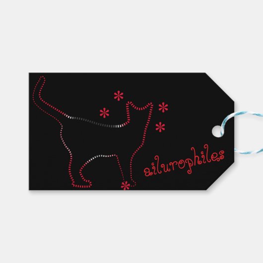 おもしろい猫ラインアート，かわいいラインアート猫，AWESギフトラベル ギフトタグ (正面(横))