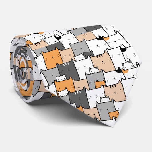 おもしろい猫ラインスケッチかわいい動物 ネクタイ (ロール)