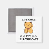 おもしろい猫好きが猫を可愛がる マグネット (正面/裏面)