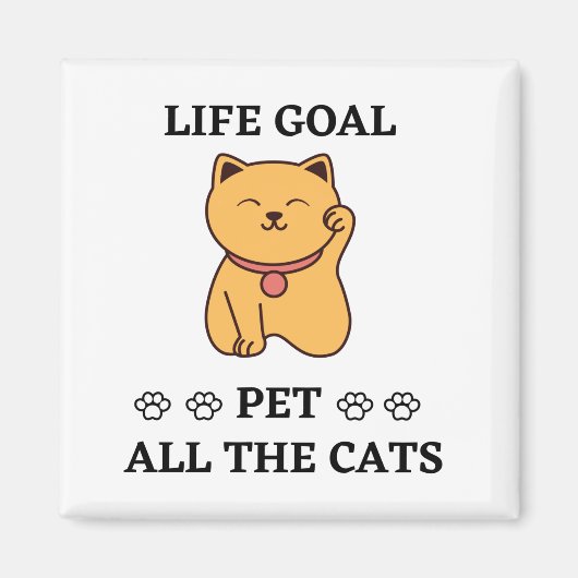 おもしろい猫好きが猫を可愛がる マグネット (正面)