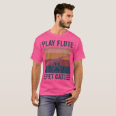 おもしろい猫好きとフルート奏者 – ペットの猫遊F Tシャツ (正面フル)