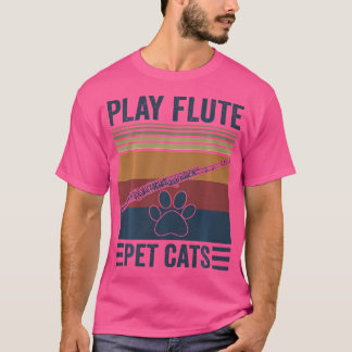 おもしろい猫好きとフルート奏者 – ペットの猫遊F Tシャツ