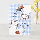 おもしろい猫好きの熱狂するハッピーバースデー カード (黄色い花)