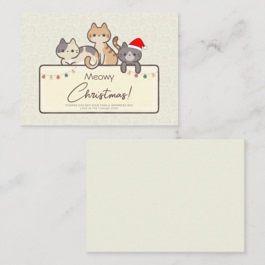 おもしろい猫好きホリデーパーソナライズされたクリスマス ノートカード (正面/裏面)