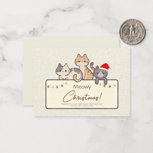 おもしろい猫好きホリデーパーソナライズされたクリスマス ノートカード (正面/裏面インサイチュ)