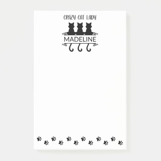 おもしろい猫好き熱狂するキャットレディパーソナライズされた ポストイット (正面)