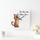 おもしろい猫好き スクエア壁時計 (ホーム)