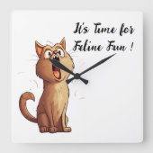 おもしろい猫好き スクエア壁時計 (正面)