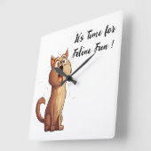 おもしろい猫好き スクエア壁時計 (傾斜)