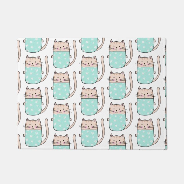 おもしろい猫模様 ドアマット (正面)