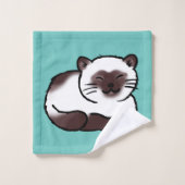 おもしろい猫模様 バスタオルセット (ウォッシュタオル)