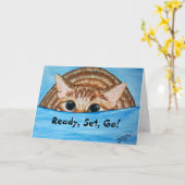 おもしろい猫誕生日カード カード (黄色い花)