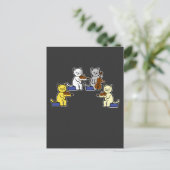 おもしろい猫遊のヴァイオリンチェロのギフト音楽 ポストカード (スタンド正面)