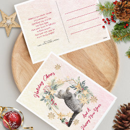 おもしろい猫金ゴールド雪片ハッピーニューイヤー・クリスマス シーズンポストカード