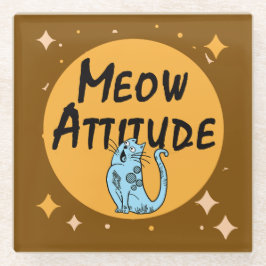 おもしろい猫 ガラスコースター