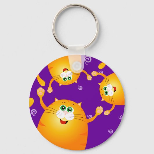 おもしろい猫，キーチェーン キーホルダー (正面)