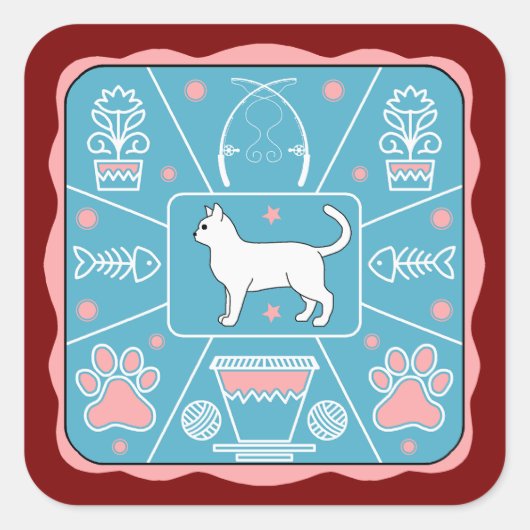 おもしろい猫 スクエアシール (正面)