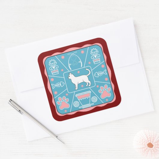 おもしろい猫 スクエアシール (封筒)