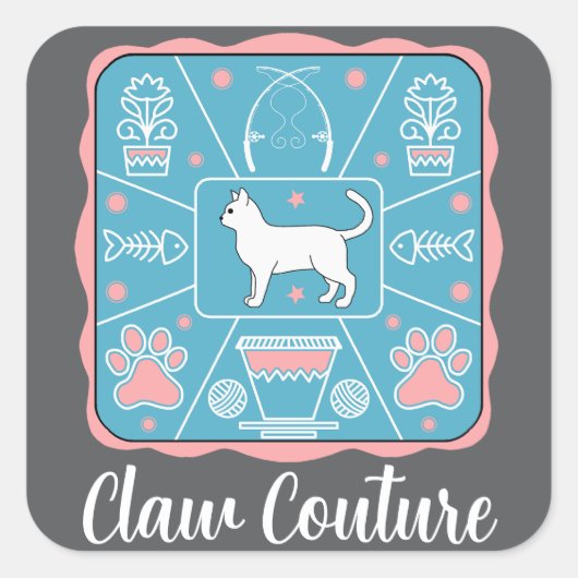 おもしろい猫 スクエアシール (正面)