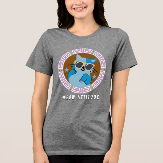 おもしろい猫 トライブレンドTシャツ (正面)